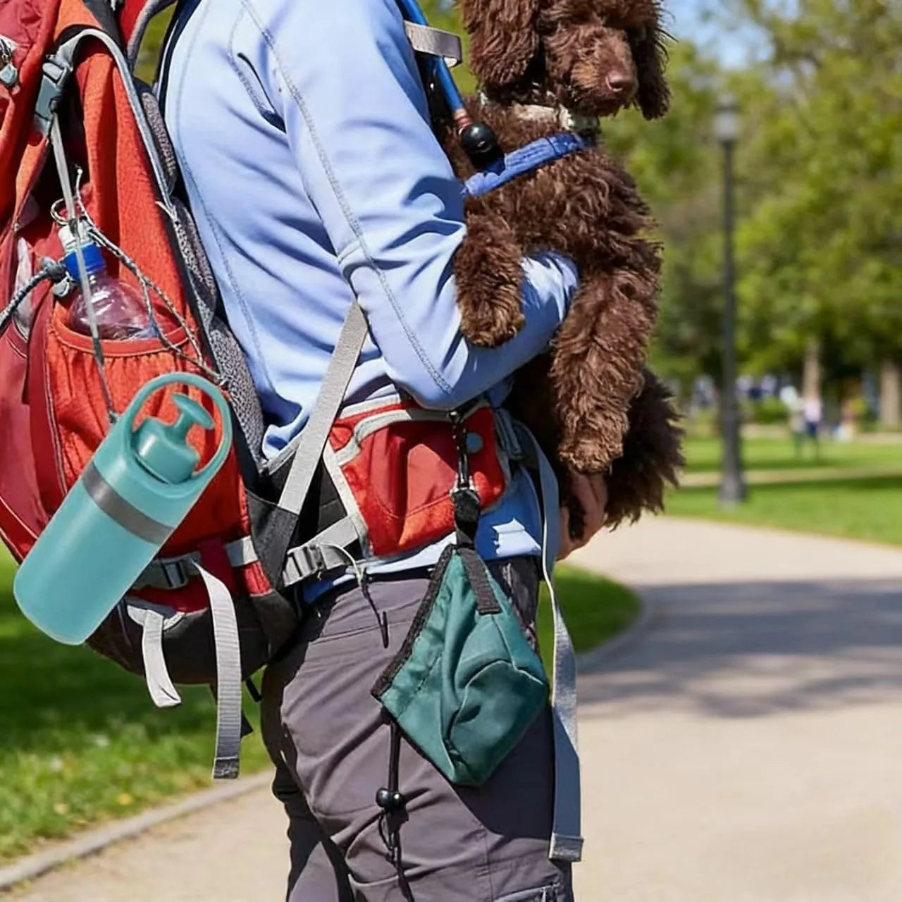 Portable Dog Pooper Scooper No Touch Claw Pickup Tool with Waste Bag Holder Easy One Hand Cleanup