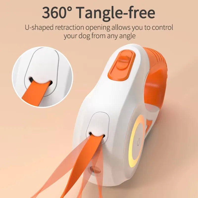 16' Automatic Retractable Dog Leash with Led Flashlight Durable Nylon Lead