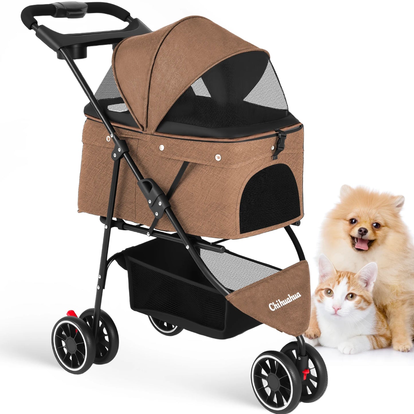 Foldable & Portable Dog Stroller 3 Wheels for Small Medium Dogs / Cats