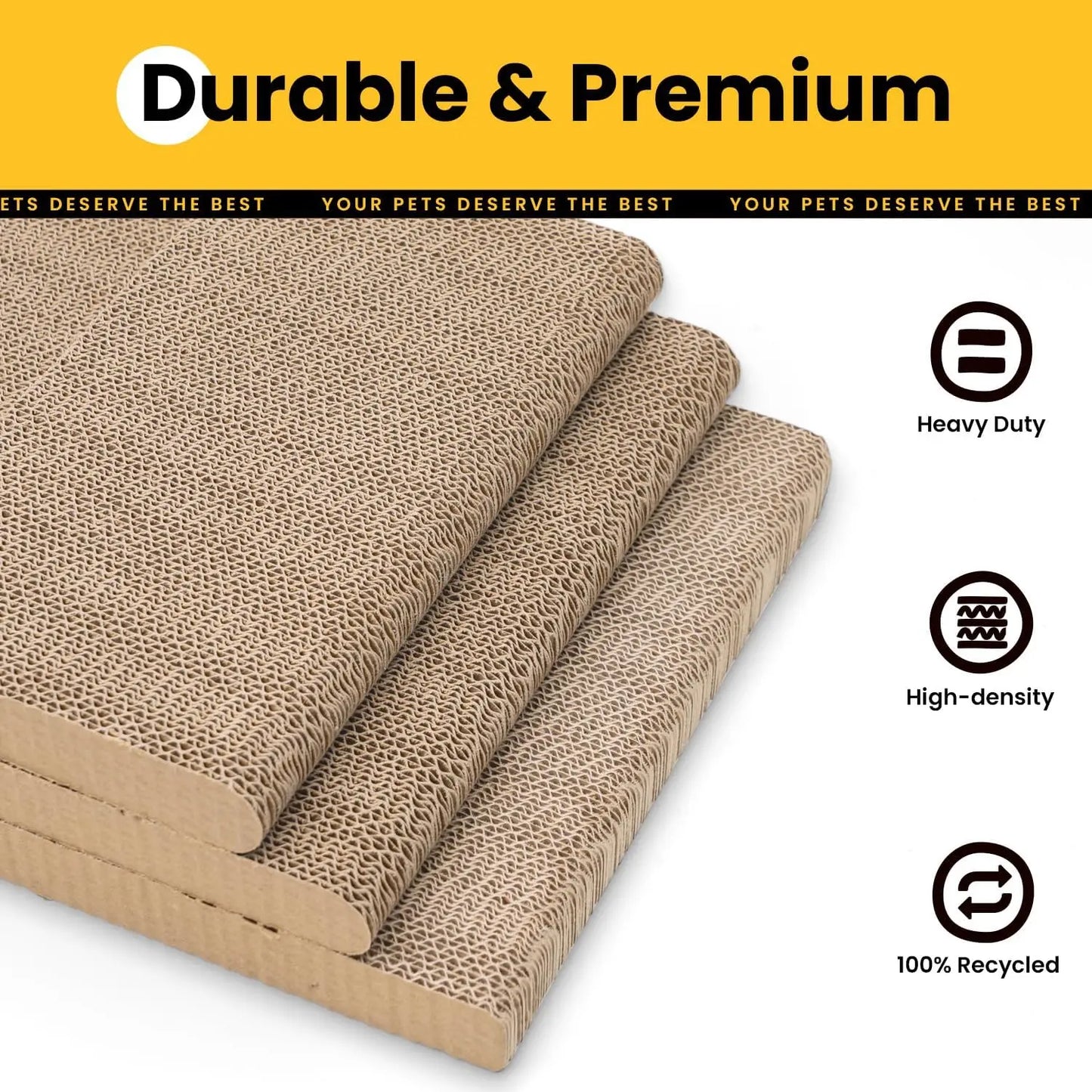 L-Shaped Cat Scratcher, 23" Vertical Wall-Leaning Scratch Pad for Indoor Cats, Protects Furniture with Wood Grain Design
