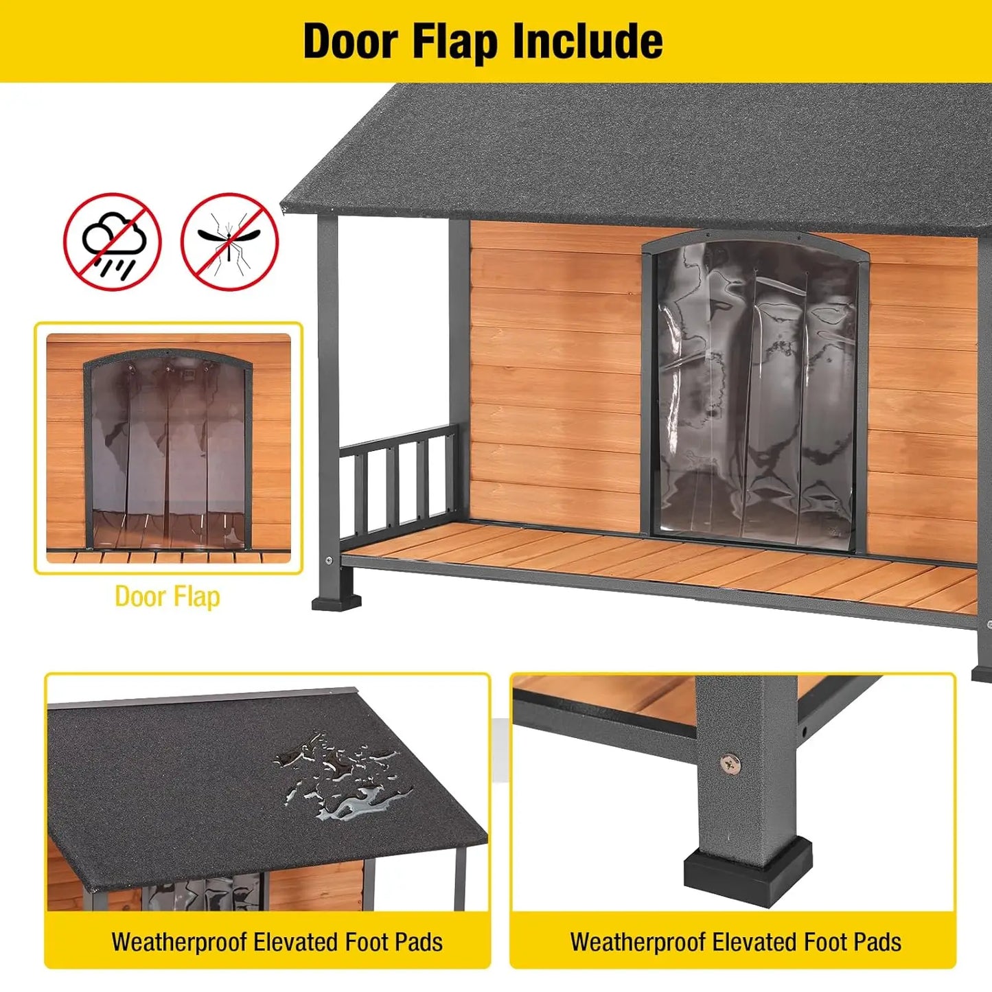 Dog House Outdoor Dog Kennel with Chew Proof Strong Metal Frame (47.2" L x 45" D x 37.7",