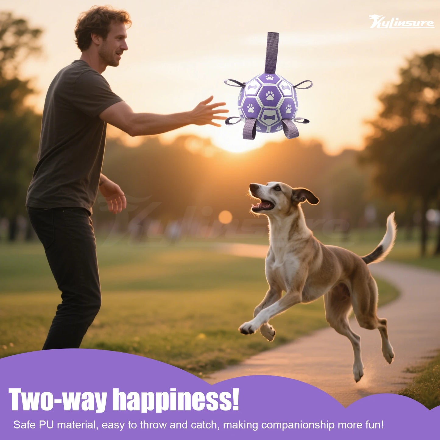 Dog Toys Soccer Ball with Straps, Interactive Dog Toys for Tug of War