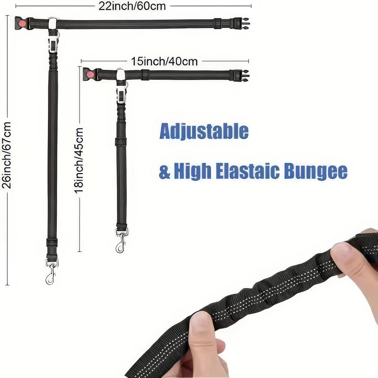 1 Black Car Safety Rope, Anti Slip Buckle Design, Elastic Safety Restraint Belt, Suitable for Small and Large Dogs