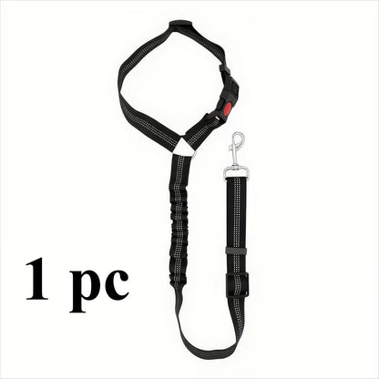 1 Black Car Safety Rope, Anti Slip Buckle Design, Elastic Safety Restraint Belt, Suitable for Small and Large Dogs
