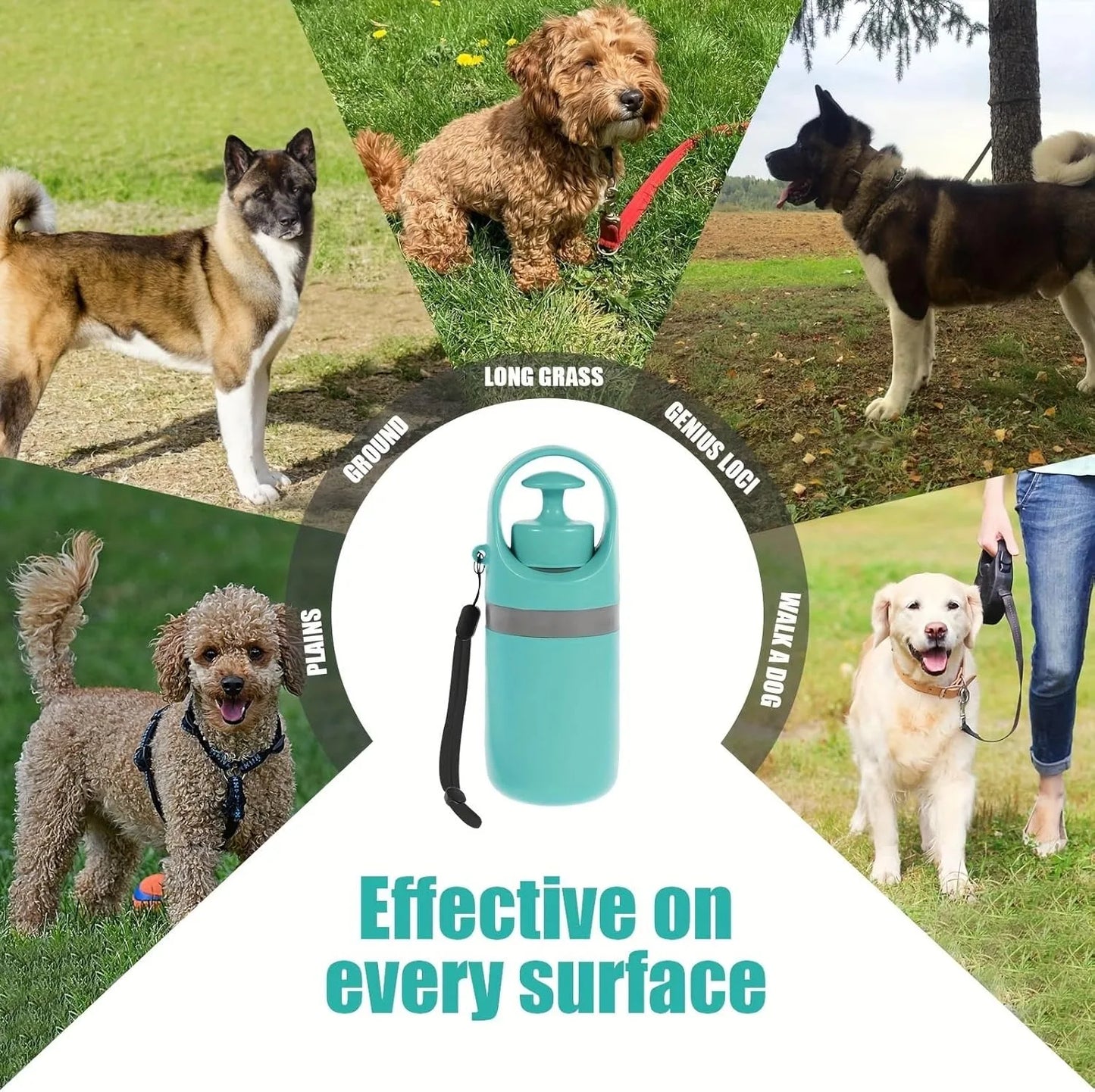 Portable Dog Pooper Scooper No Touch Claw Pickup Tool with Waste Bag Holder Easy One Hand Cleanup