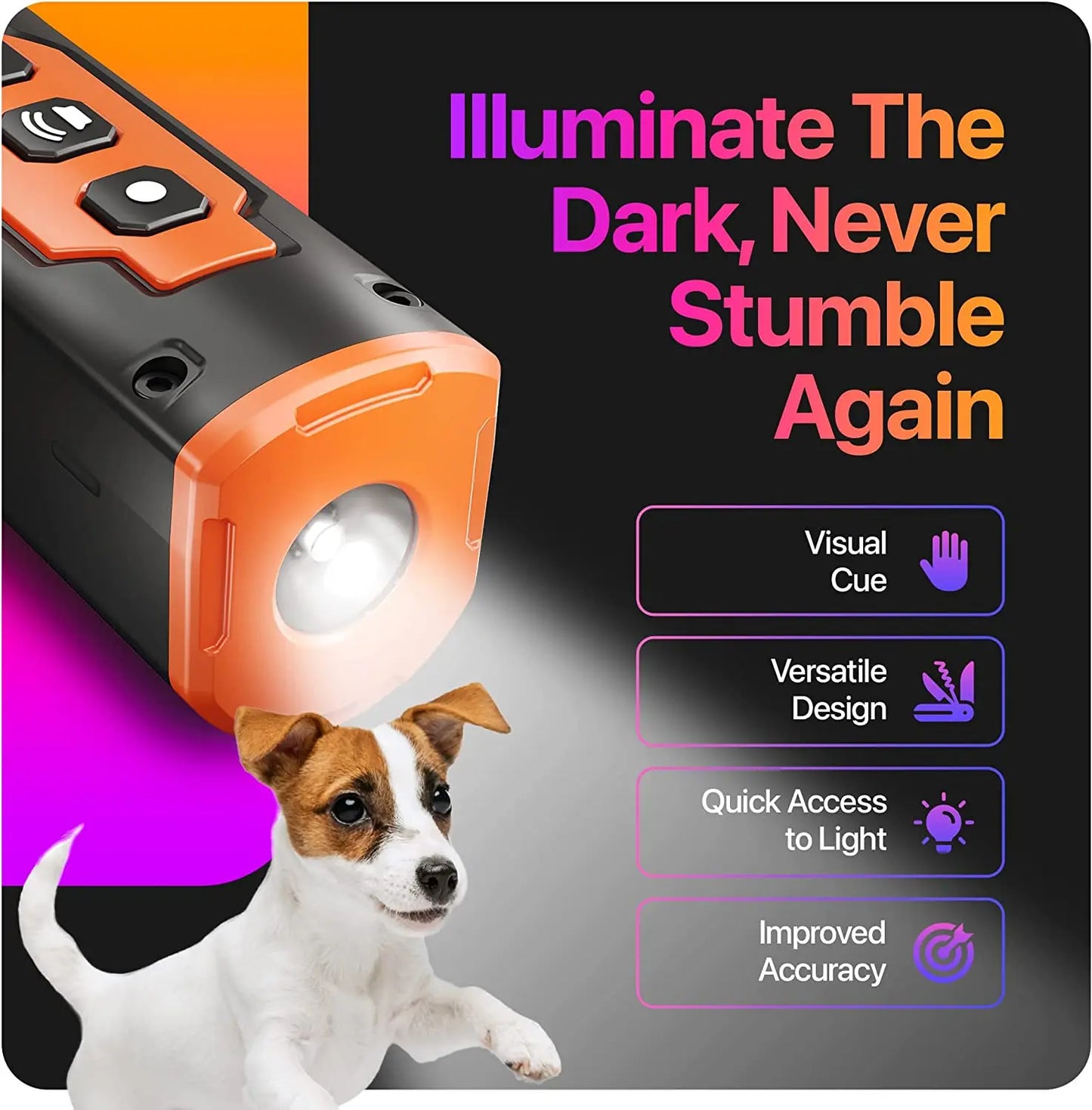 2026 Release Pet Dog Repeller Ultrasonic Dog Training Rechargeable Anti Dog Bark Deterrent Device With LED Flashlight
