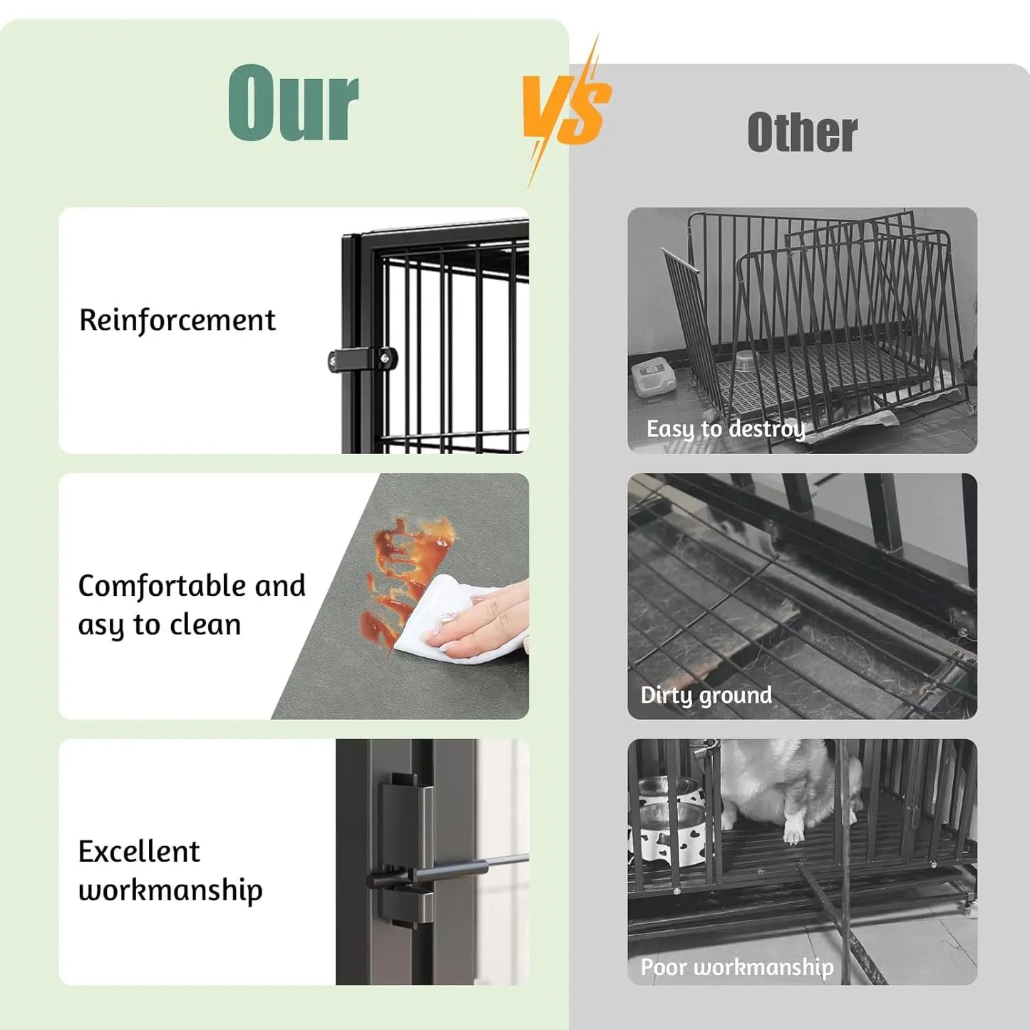 Large Dog Crate – 59 Inch Metal Kennel for Medium and Small Dogs, Safe Indoor & Outdoor