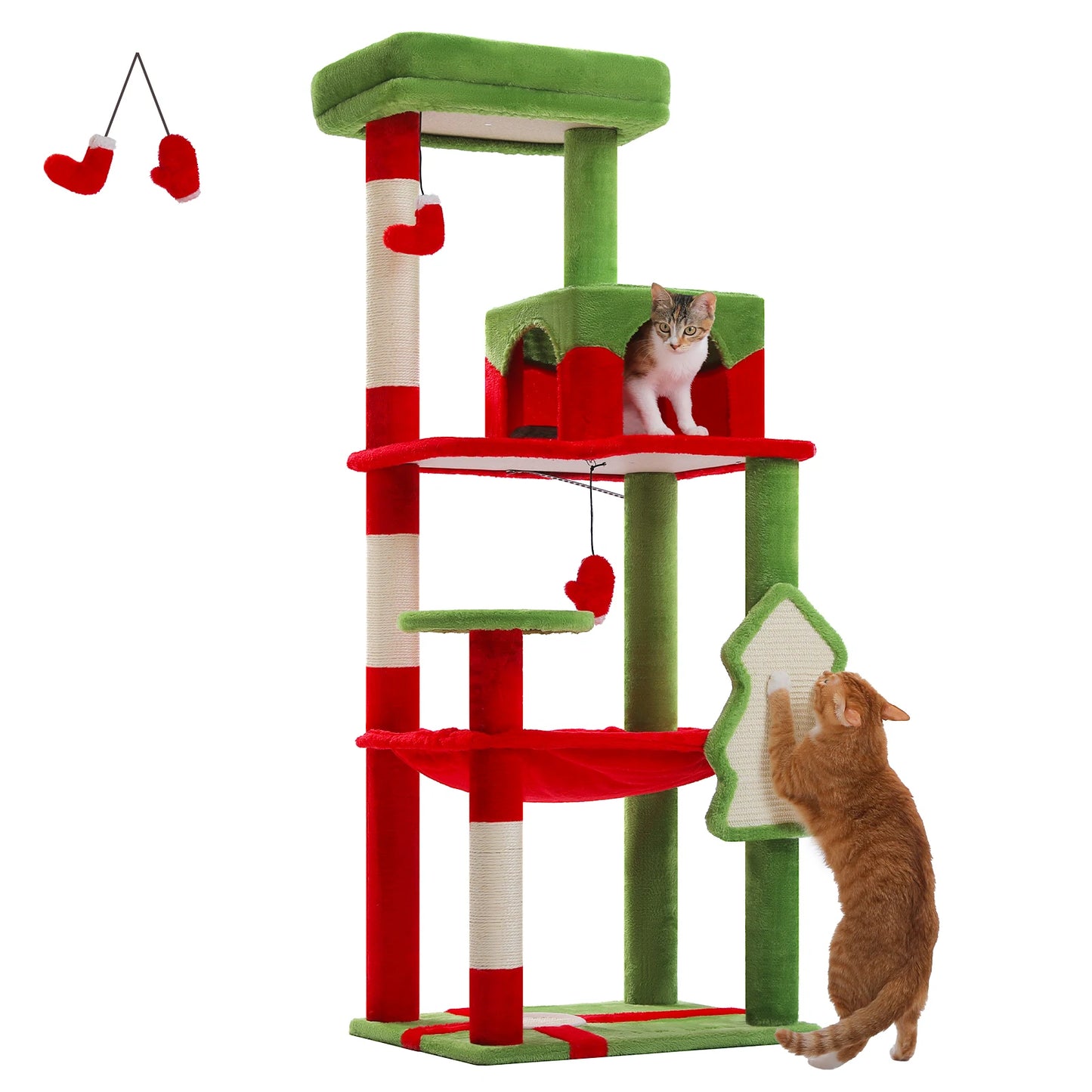 4-Level Cat Tower for Large Cats with Large Hammock Sisal Covered Scratching Posts Cozy Condo Top Perch