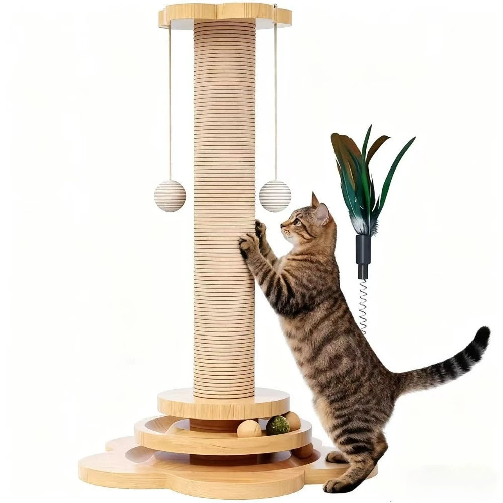 Cat Turntable with Sisal Scratching Post Balls and Stick