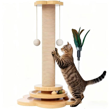 Cat Turntable with Sisal Scratching Post Balls and Stick