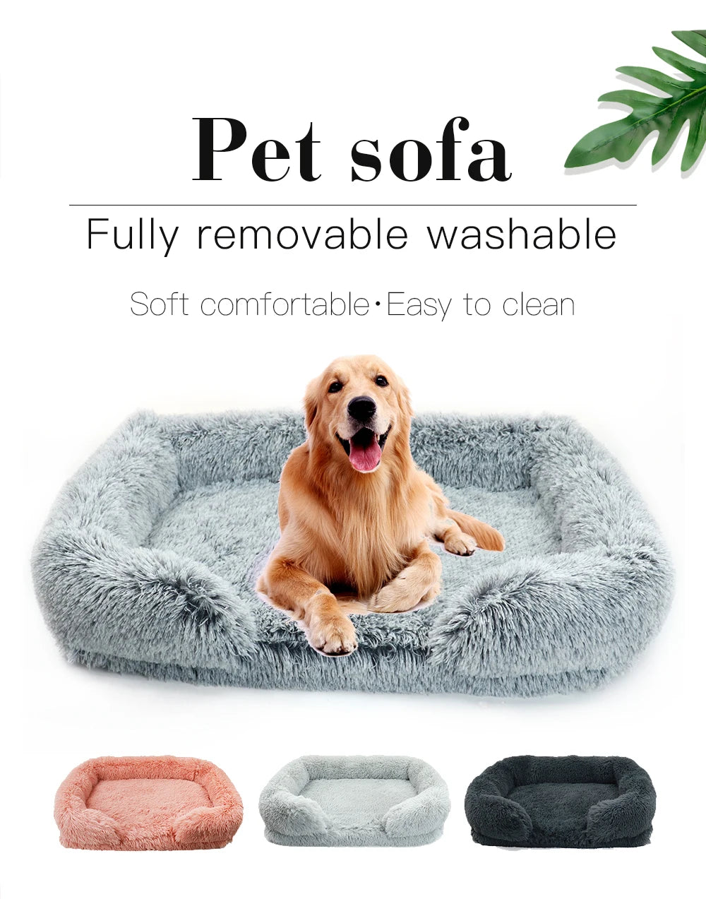 Thick Orthopedic Dog bed for large dogs, easy to remove and wash plush cover