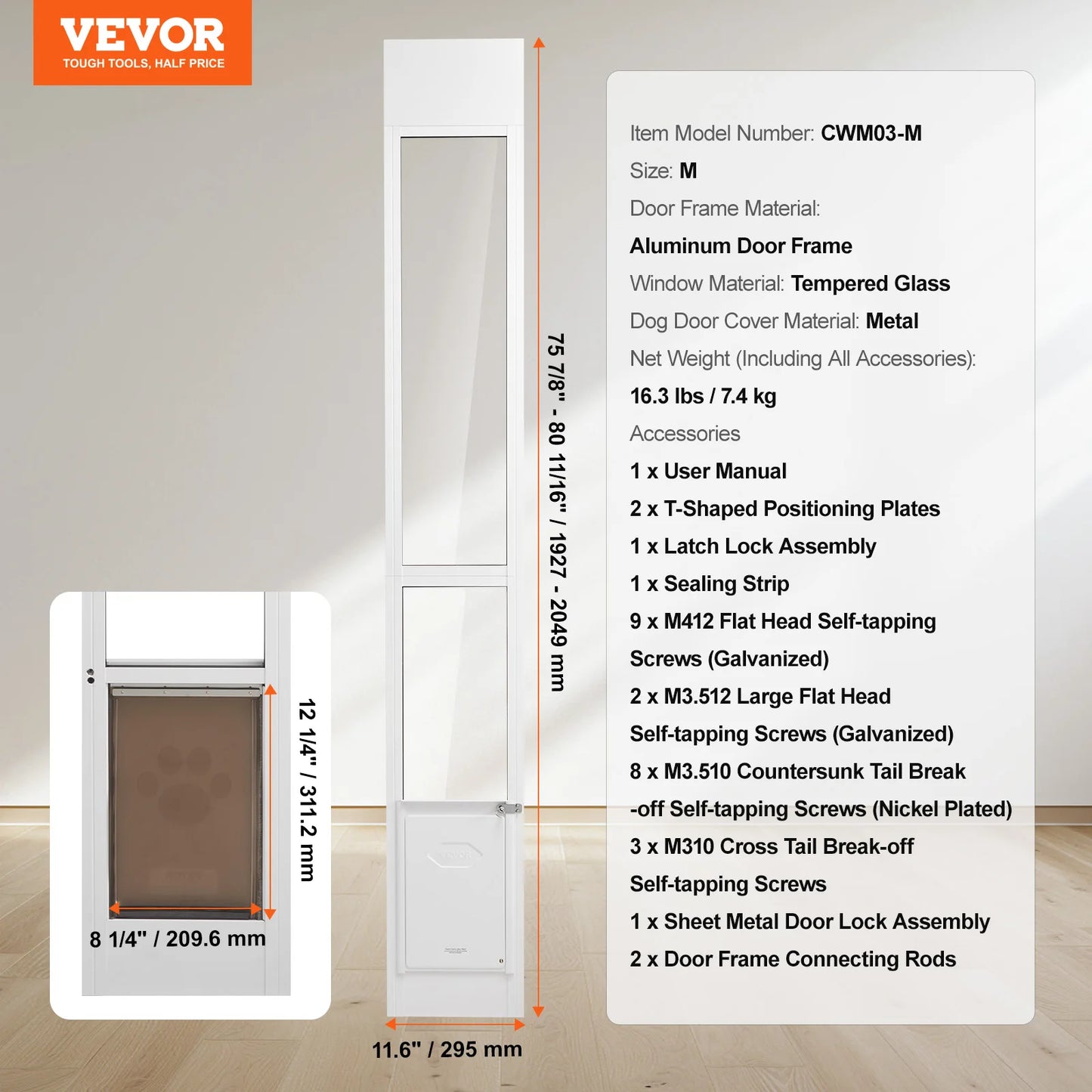 Pet Door Sliding Glass Door 3 Sizes
