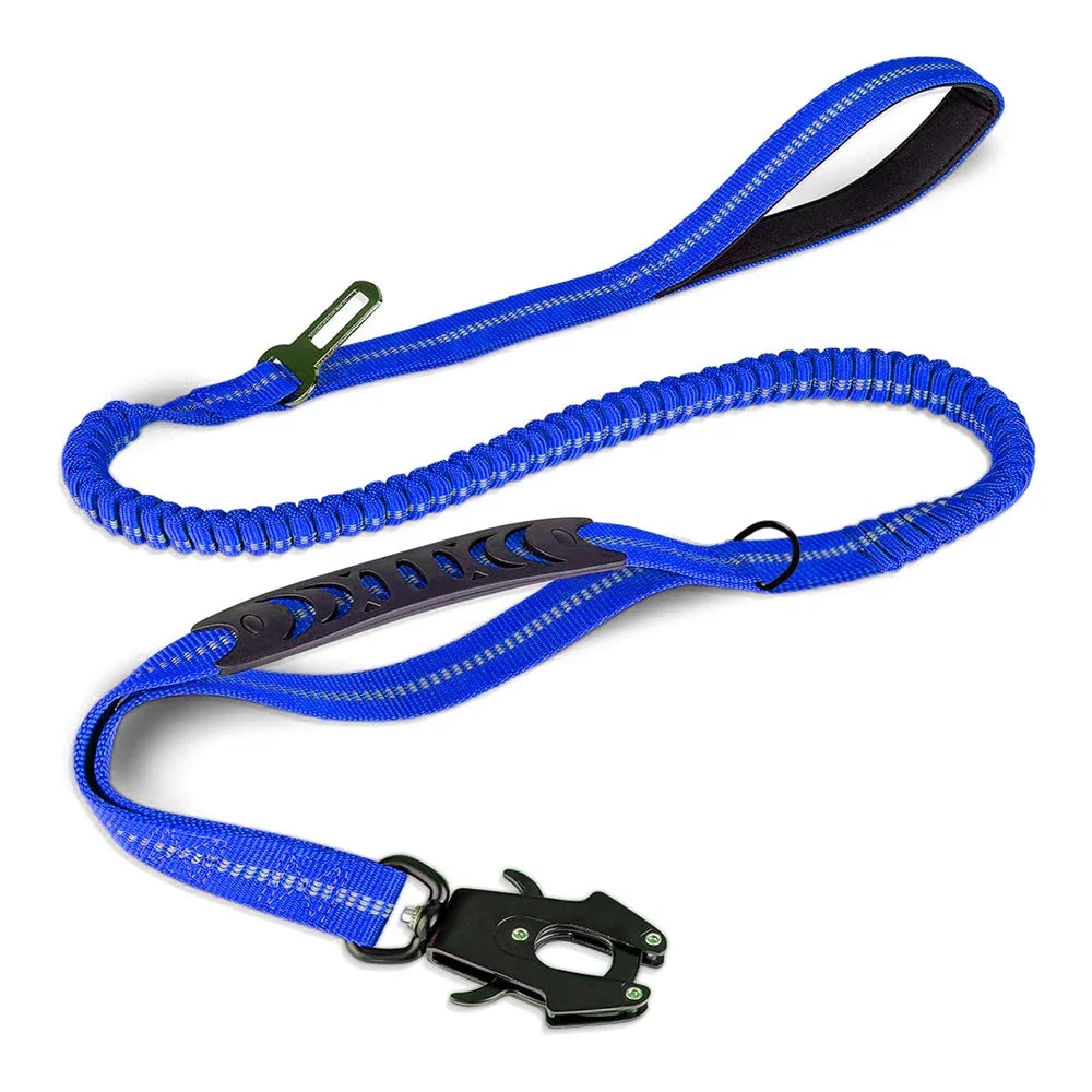 Reflective Shock Absorbing Pet Leash with Car Seatbelt
