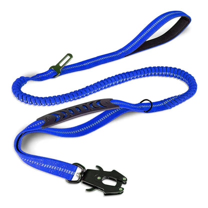 Reflective Shock Absorbing Pet Leash with Car Seatbelt