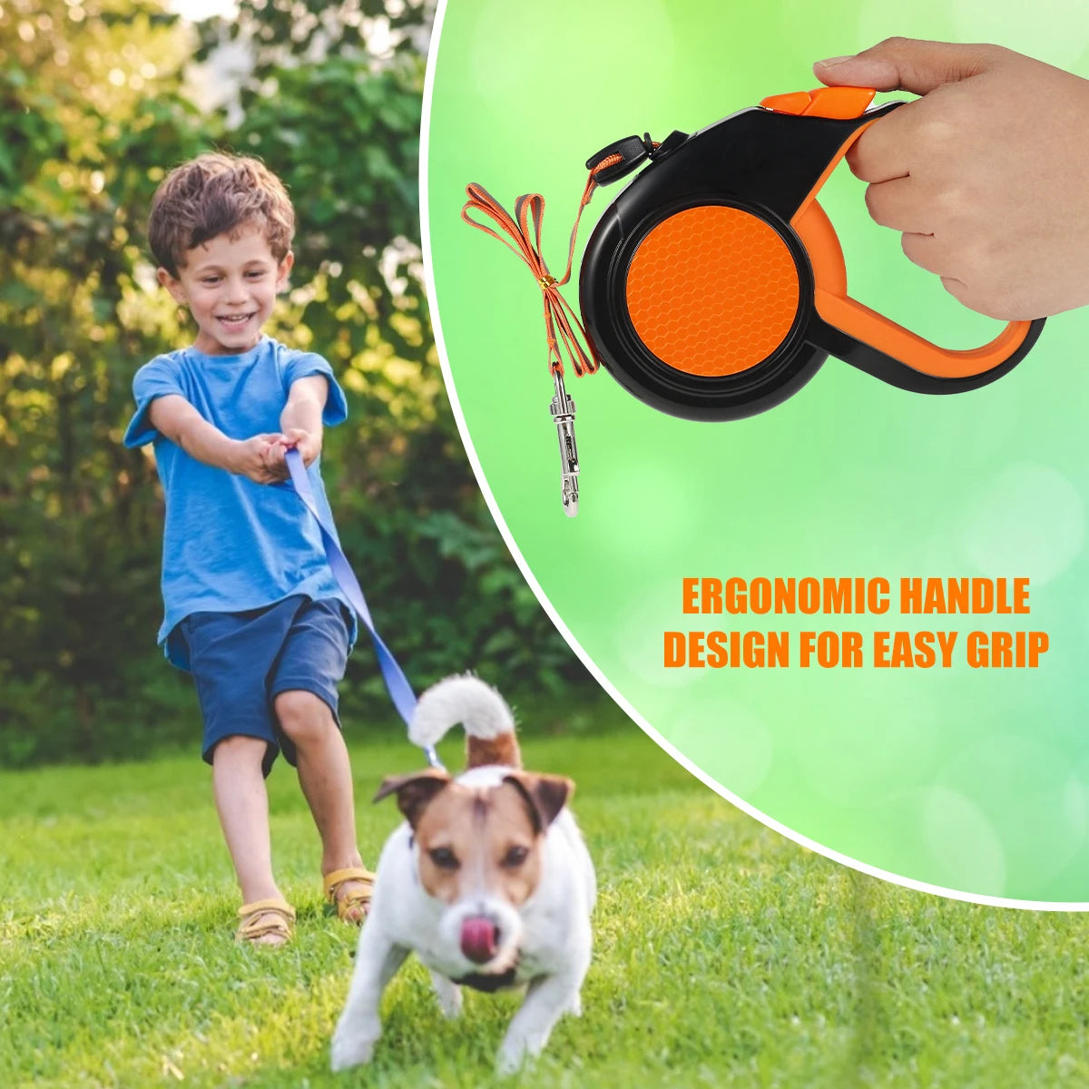 26' Retractable Dog Lead Heavy Duty with Strong Reflective Tape Non-Slip Handle for Small Medium Large Dogs