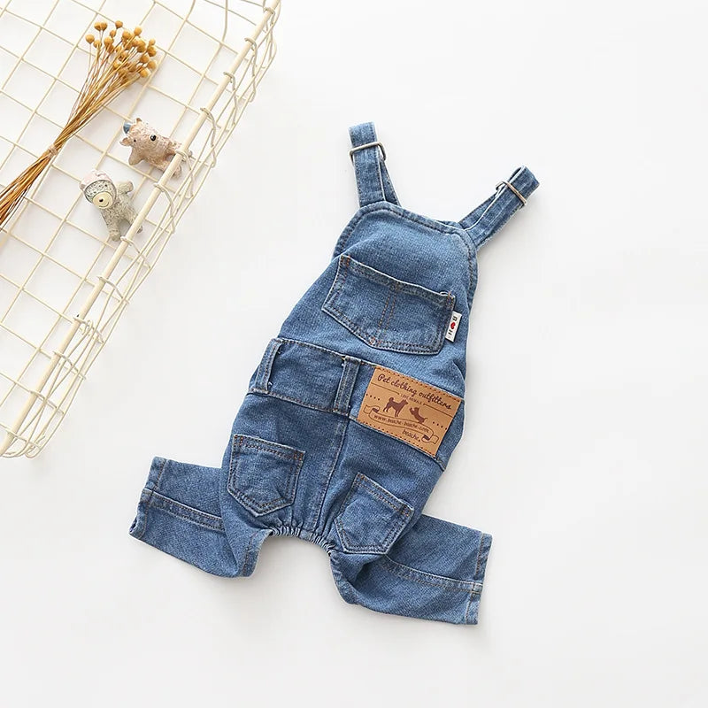 Fashion Soft Denim Pet Overalls - Jean Outfit Set for Small/Medium Breed Dogs