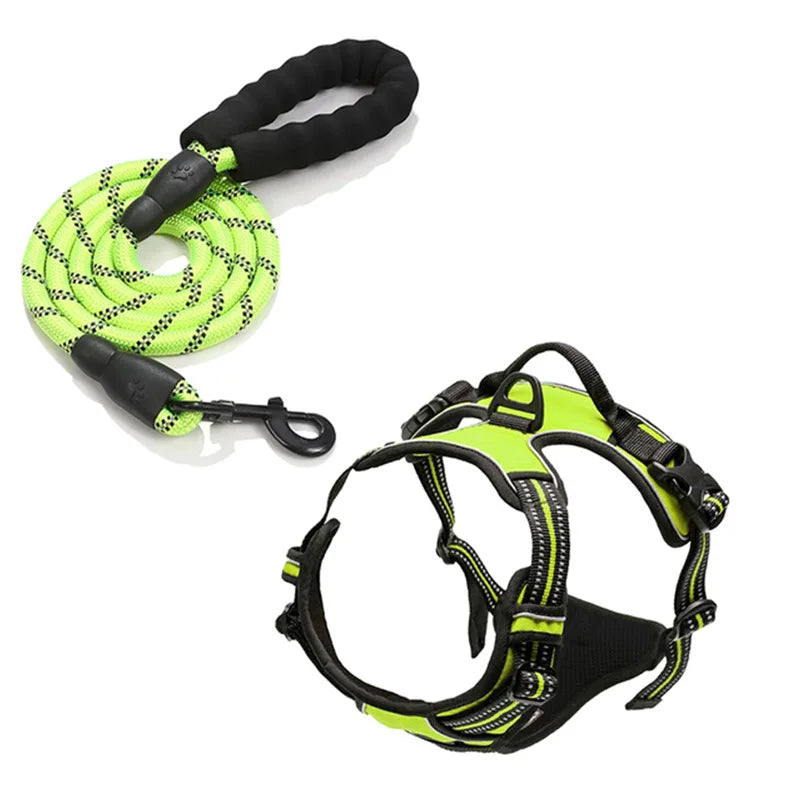 Dog reflective harness, chest strap with leash