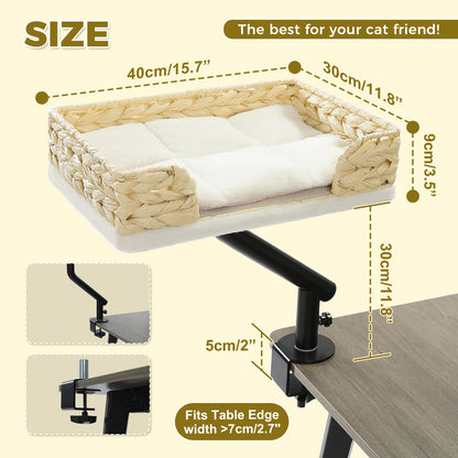 Cat Desk Bed, 360° Rotatable Cat Bed Stand for Indoor Cats