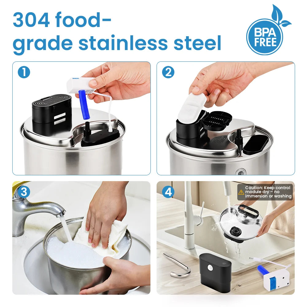 3.5L Stainless Steel Sensor Water Fountain Wireless Smart Automatic Dispenser