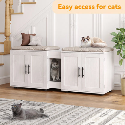 Double Cat Litter Box TV Stand 3 Colors