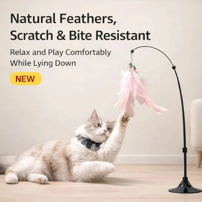 Cat Teaser Stick, Feather Rotating Funny, Steel Wire Long Pole