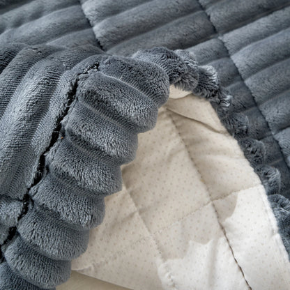 1pc modern minimalist thick plush sofa cover, non-slip design, quilted