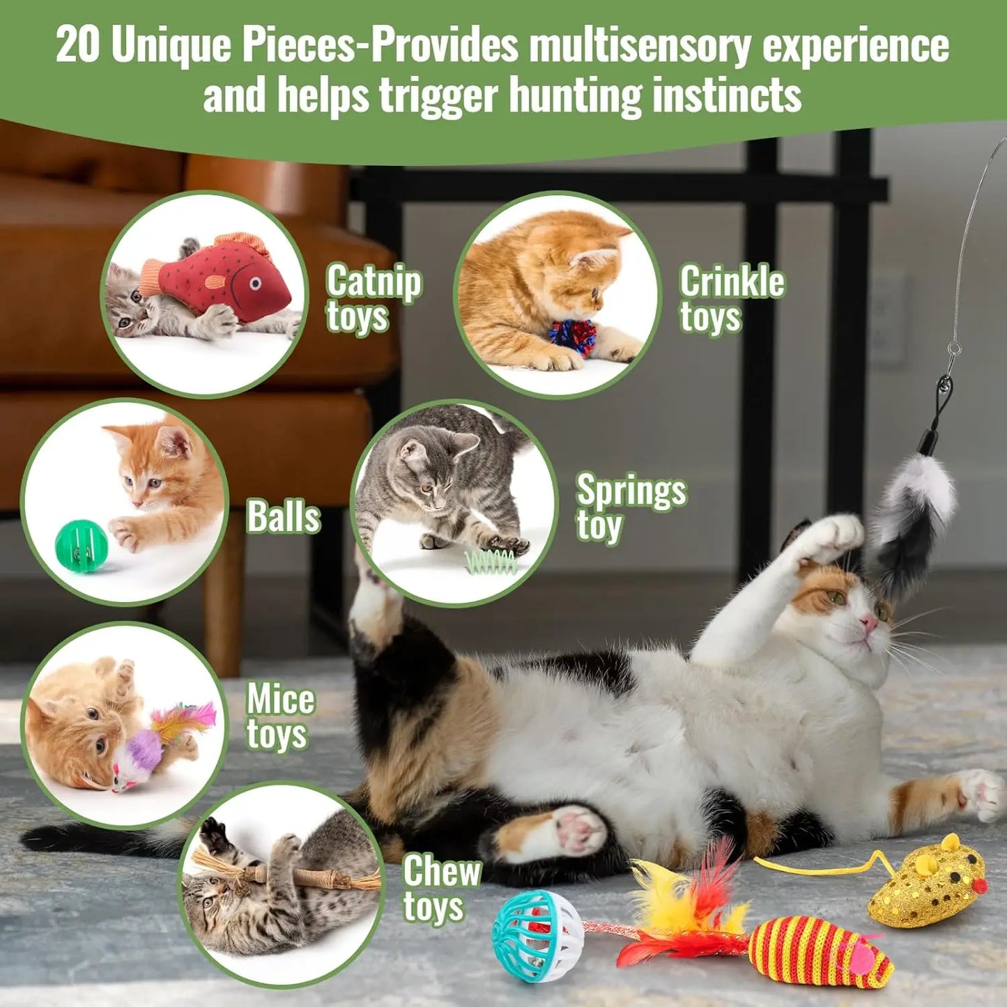 Cat Toys Variety Pack, 20 Pieces