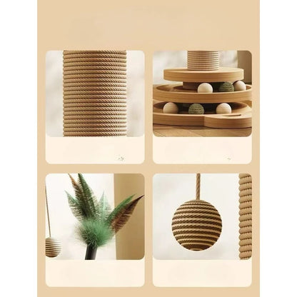 Cat Turntable with Sisal Scratching Post Balls and Stick
