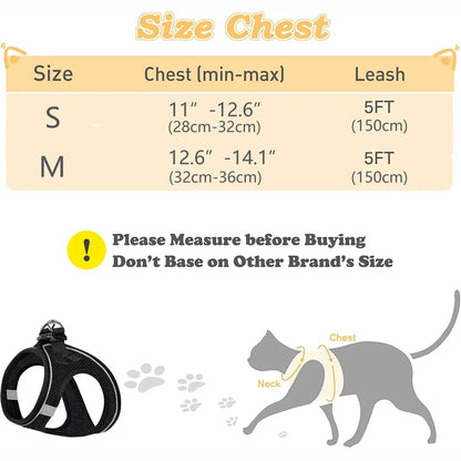 Pet Harness & Leash: Escape-Proof Adjustable, Reflective Soft Mesh for Outdoor