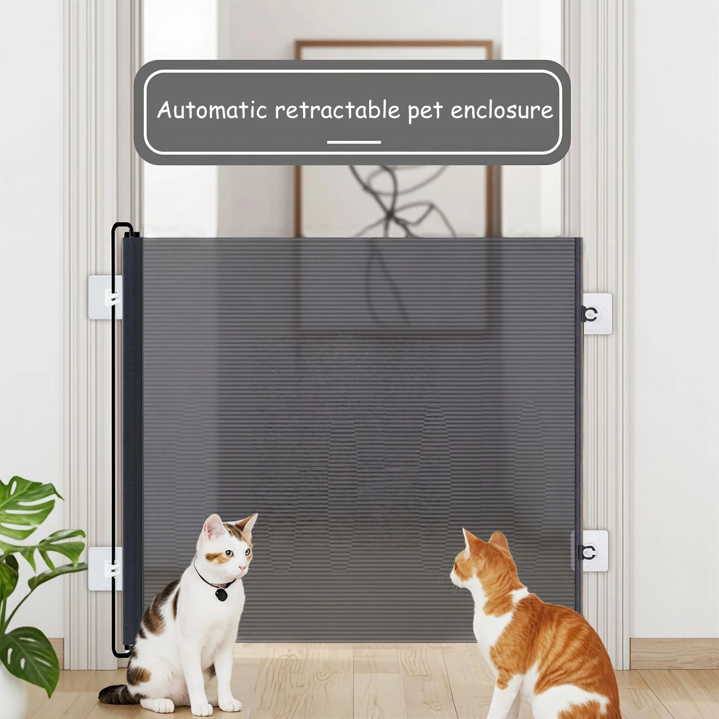 Automatic Retractable Cat Gate Particularly Convenient Training Tool Safety Enclosure Suitable for Puppies