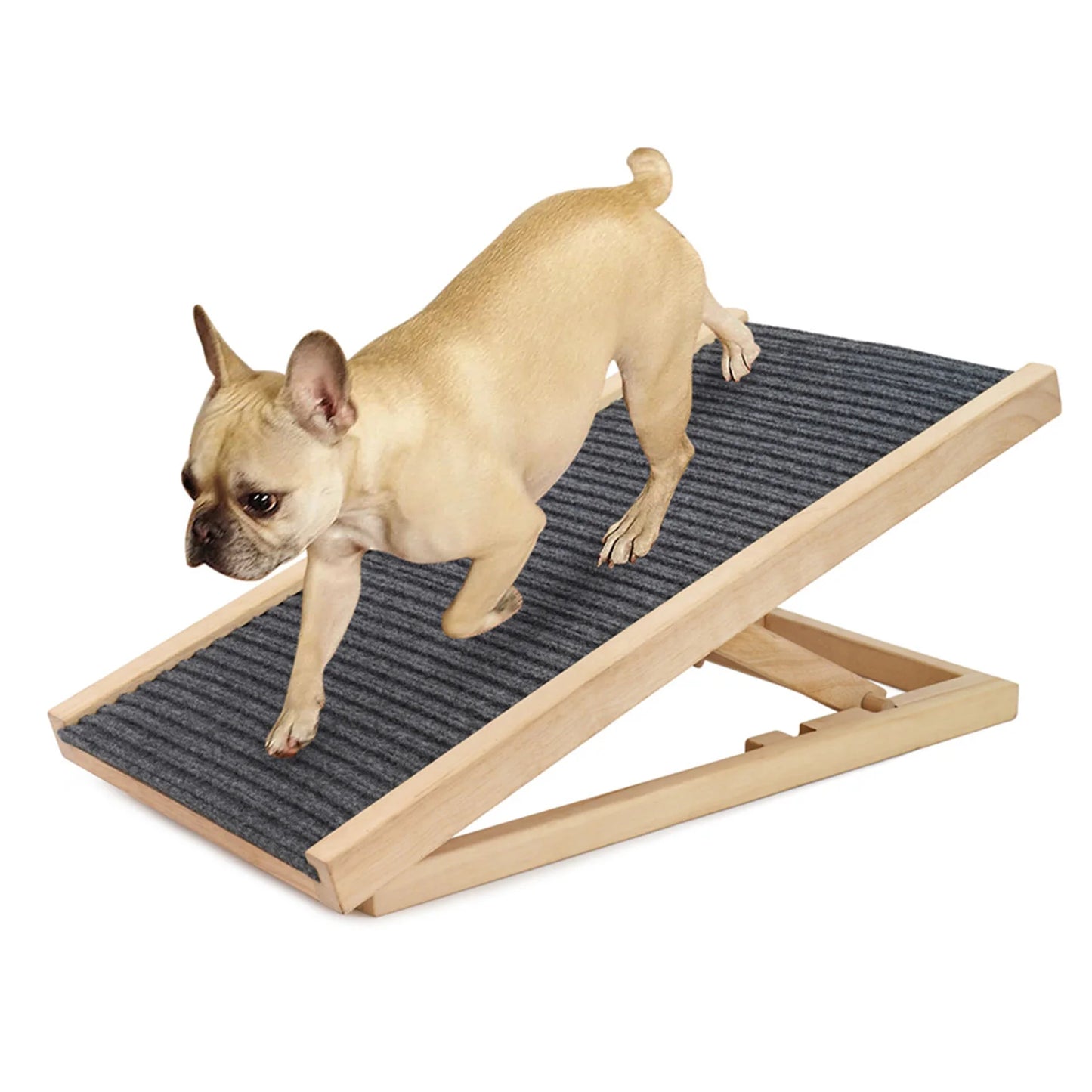 Wooden Dog Safety Ramp, Lightweight Folding Portable Anti-skid Adjustable 2 Heights