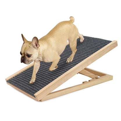 Wooden Dog Safety Ramp, Lightweight Folding Portable Anti-skid Adjustable 2 Heights