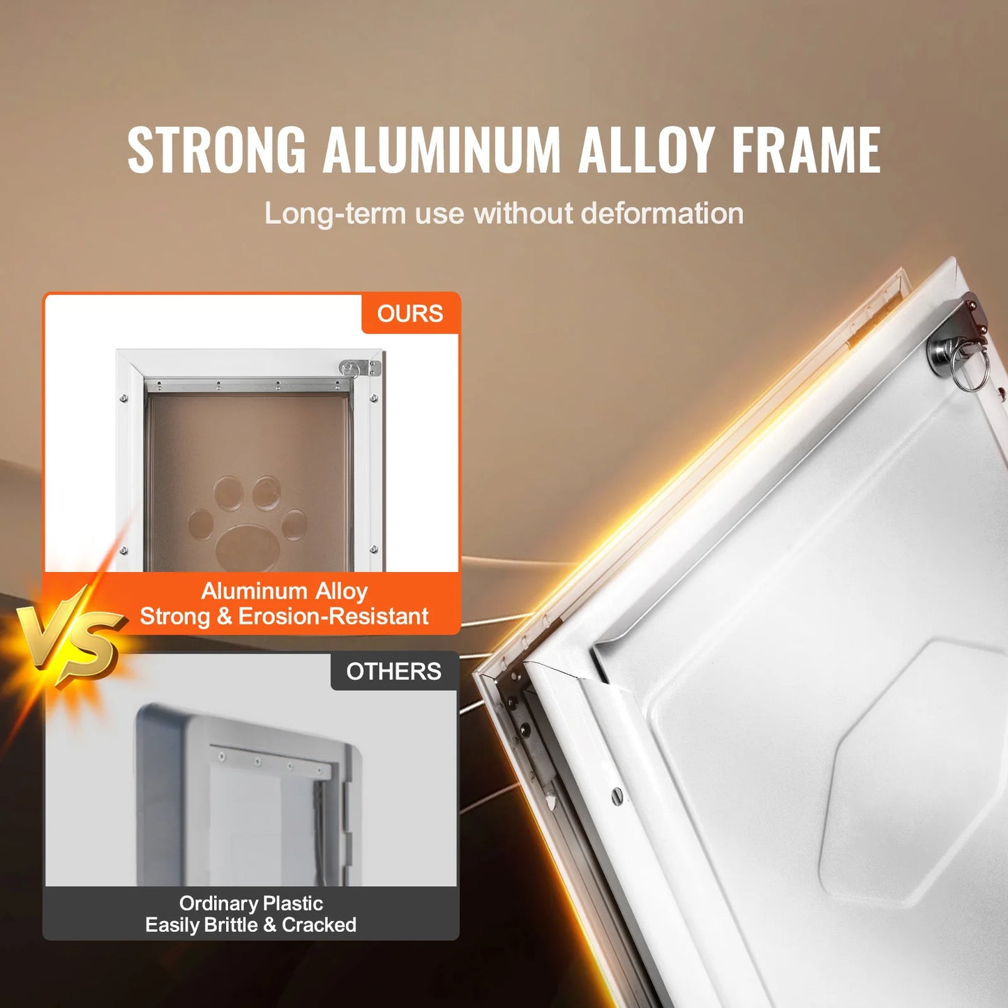 Pet Door Aluminum Frame with Lock and Flap System Weatherproof Doggy Door Easy to Install in Interior or Exterior Doors
