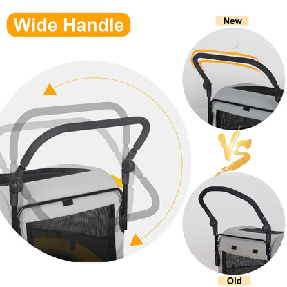 Heavy Duty Dog Stroller, Foldable Carrier, Double Door Jogger Cart for Large Dogs Outdoor Walking Exercise 30 Inch