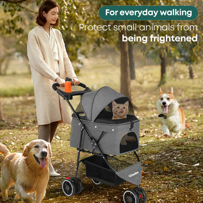 Foldable & Portable Dog Stroller 3 Wheels for Small Medium Dogs / Cats