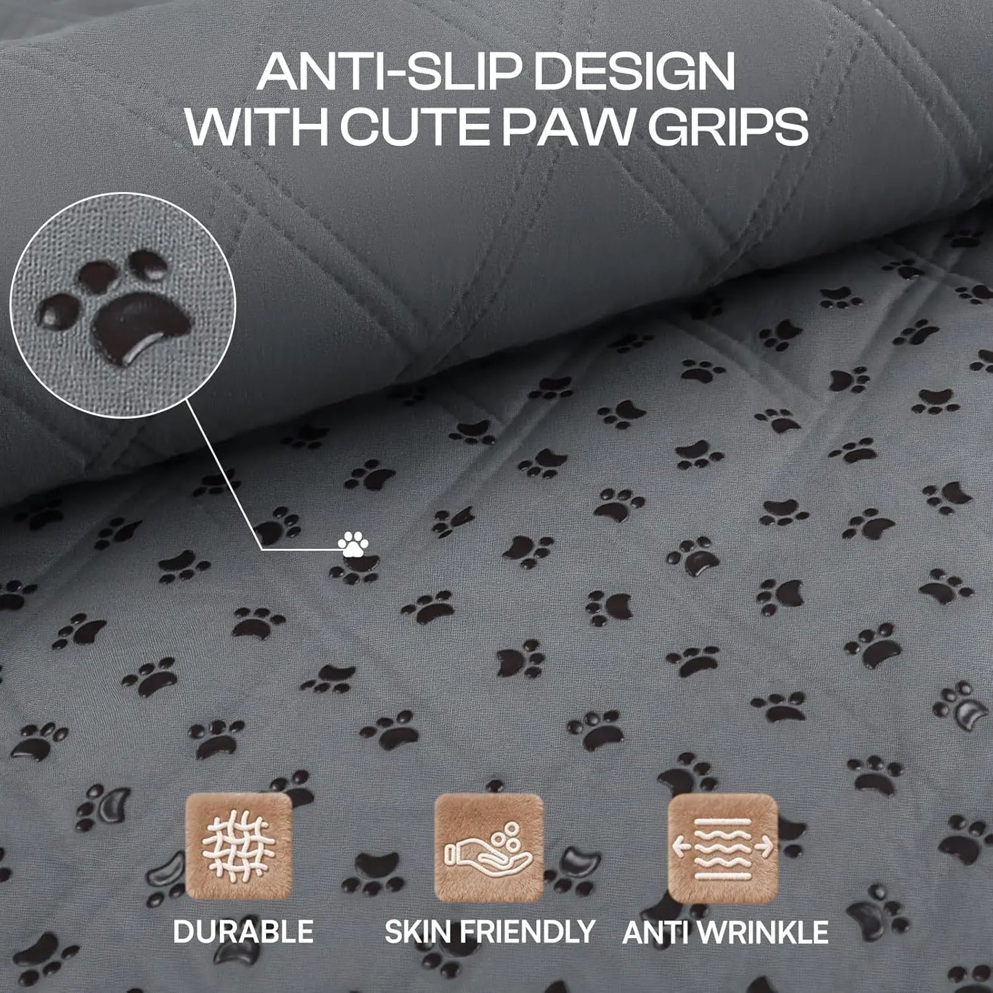Waterproof Anti-Slip Dog Couch Cover Blanket with Non-Slip Bottom, Grey, 30x70 Inch