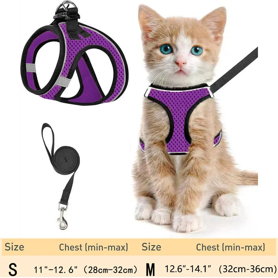 Pet Harness & Leash: Escape-Proof Adjustable, Reflective Soft Mesh for Outdoor
