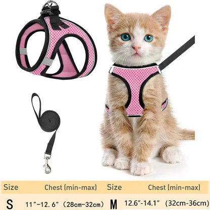 Pet Harness & Leash: Escape-Proof Adjustable, Reflective Soft Mesh for Outdoor
