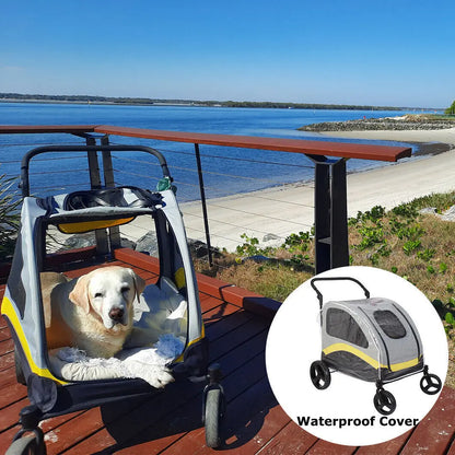 Heavy Duty Dog Stroller, Foldable Carrier, Double Door Jogger Cart for Large Dogs Outdoor Walking Exercise 30 Inch