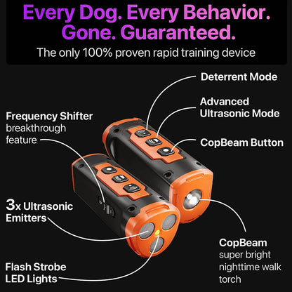 2026 Release Pet Dog Repeller Ultrasonic Dog Training Rechargeable Anti Dog Bark Deterrent Device With LED Flashlight