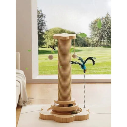 Cat Turntable with Sisal Scratching Post Balls and Stick