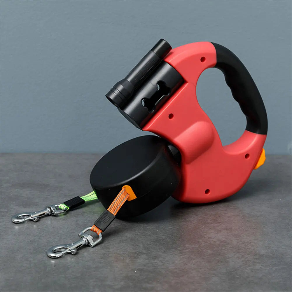 Double Headed Dog Leash Traction Rope with LED Light for Small to Sized Medium Dogs