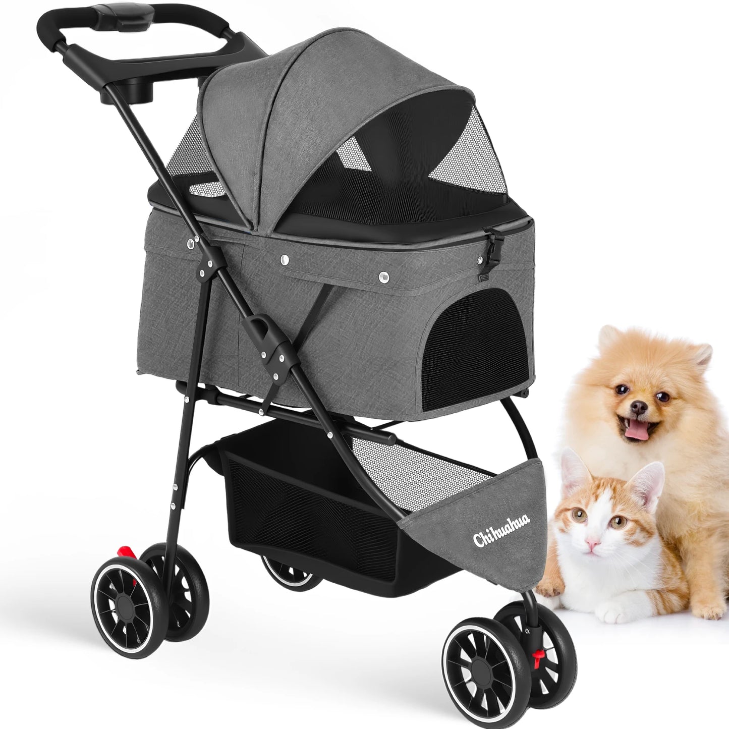 Foldable & Portable Dog Stroller 3 Wheels for Small Medium Dogs / Cats