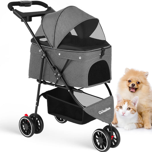 Foldable & Portable Dog Stroller 3 Wheels for Small Medium Dogs / Cats