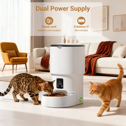 Programmable 4L Automatic Pet Feeder for Small Dogs & Cats, Up to 6 Meals Daily, Timer/Portion Control