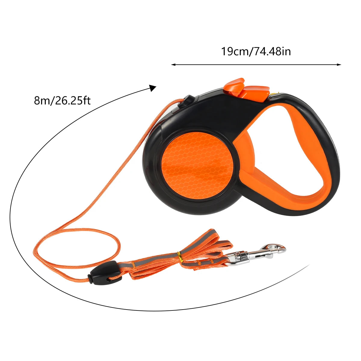 26' Retractable Dog Lead Heavy Duty with Strong Reflective Tape Non-Slip Handle for Small Medium Large Dogs