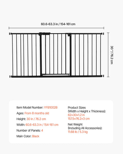 Baby Gate 28/30/36 Inches High Dog Gate