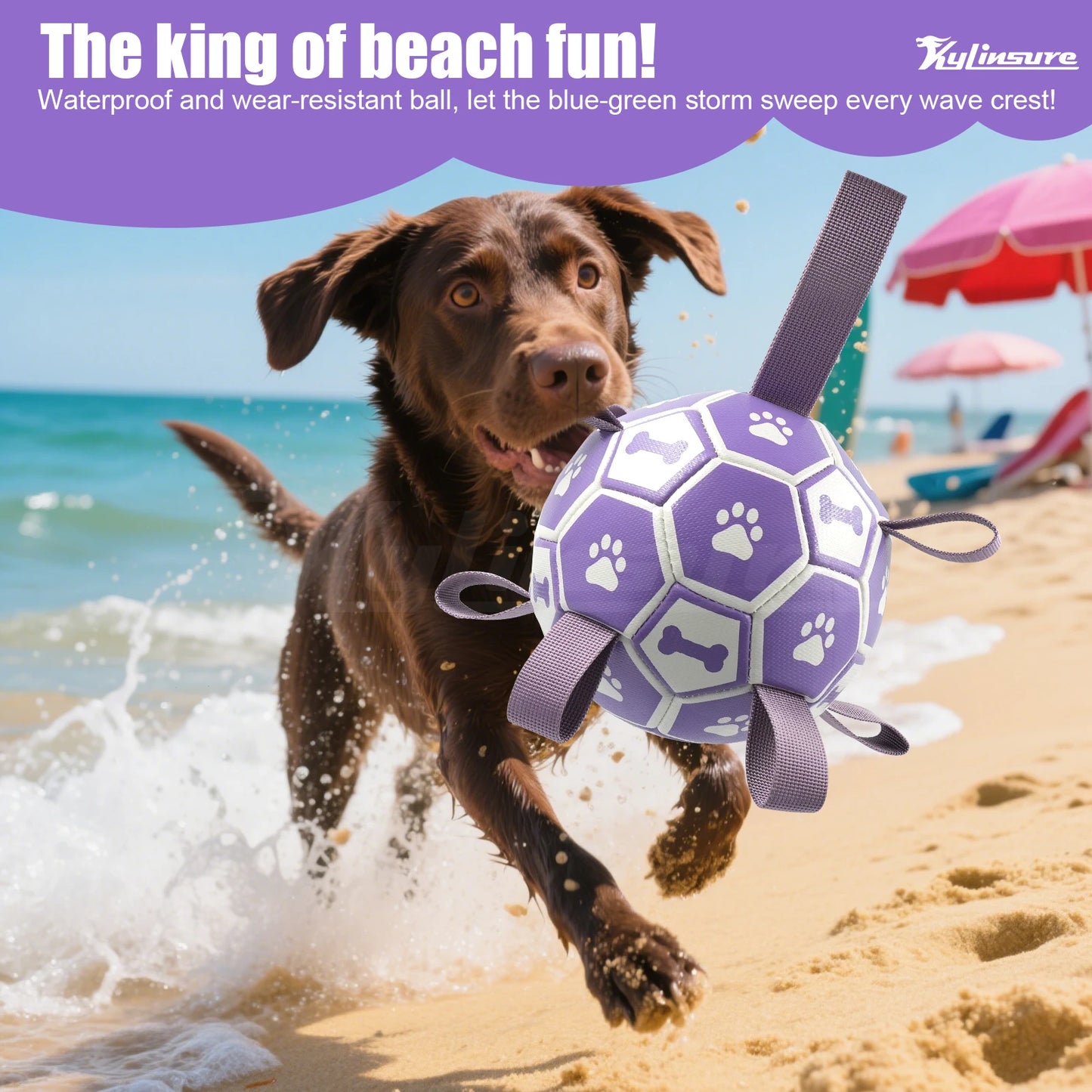 Dog Toys Soccer Ball with Straps, Interactive Dog Toys for Tug of War