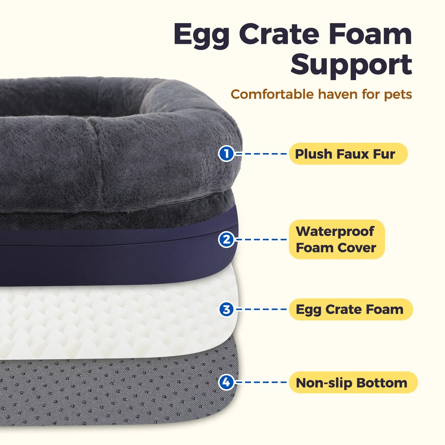 Foldable Dog Bed, Plush Pet Couch, Washable with Non-Slip Bottom