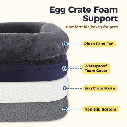 Foldable Dog Bed, Plush Pet Couch, Washable with Non-Slip Bottom